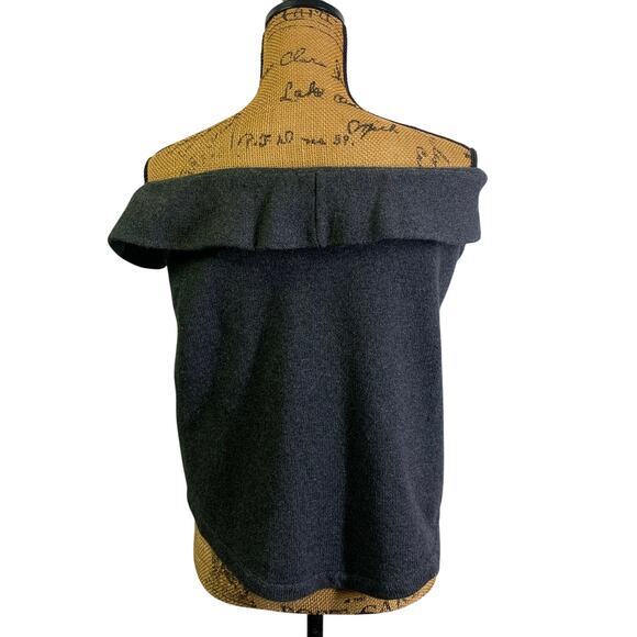 TWIGGY Top Strapless Medium Lamb's Wool Three Button String Tie Detail Ruffle - Picture 2 of 10